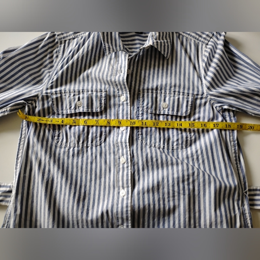 Lands' End Classic Cotton Shirt Dress Ombre Blue Stripe Preppy Size Small - Picture 15 of 17